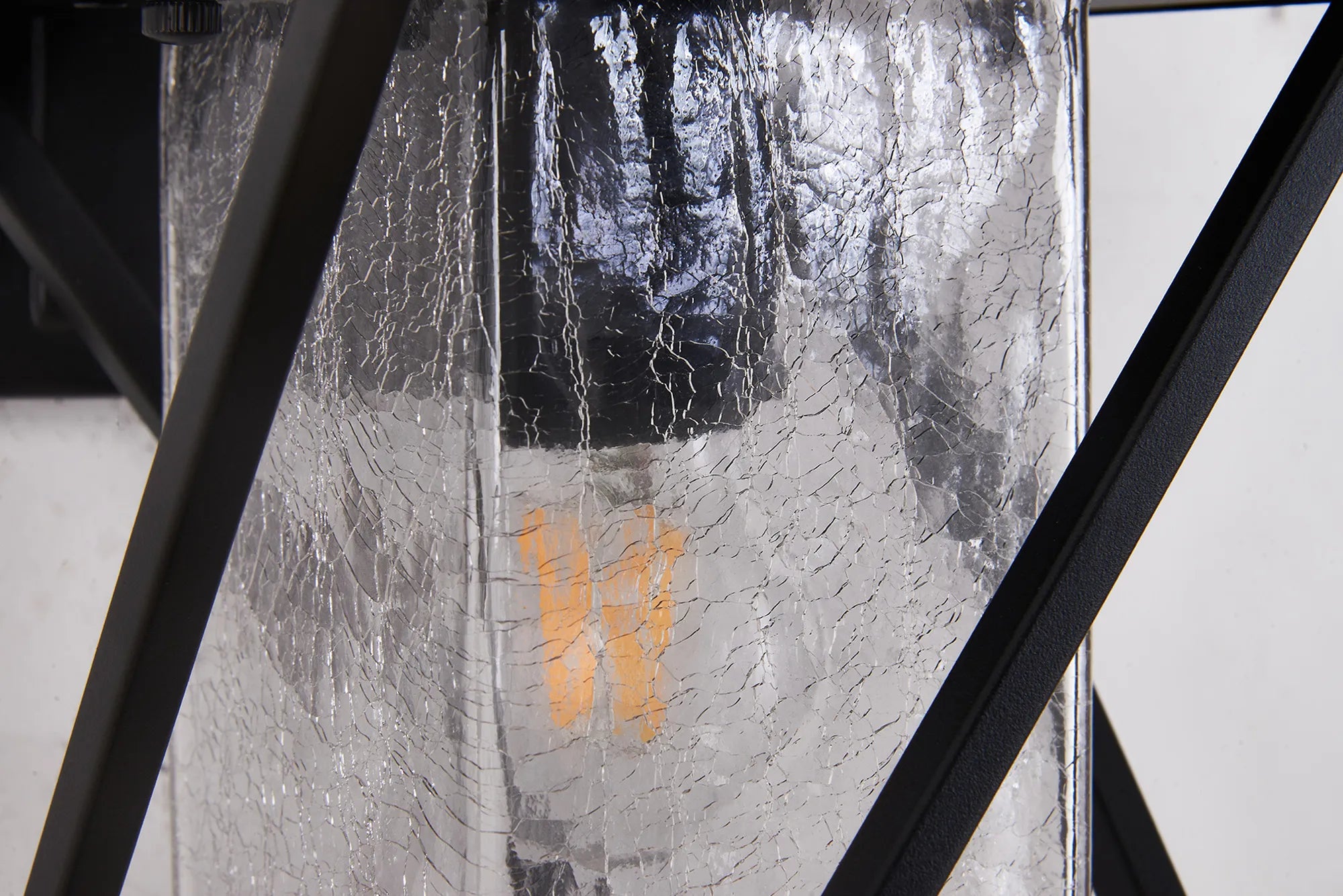 Neo Down Twisted Square Frame IP54 Wall Lamp- Crackle Glass Finish