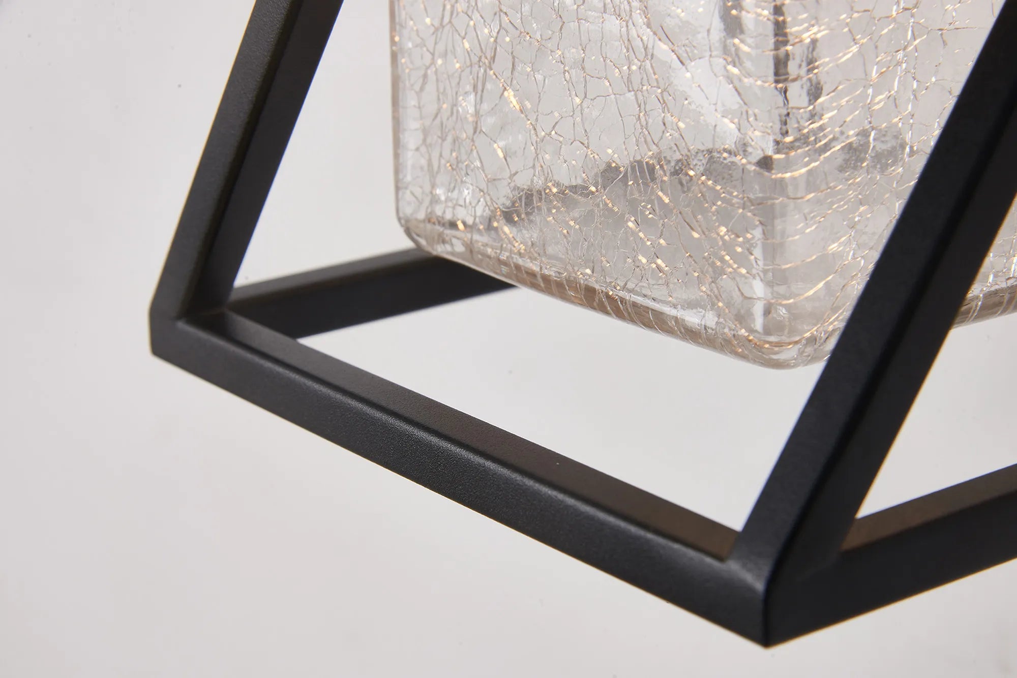 Neo Down Twisted Square Frame IP54 Wall Lamp- Crackle Glass Finish