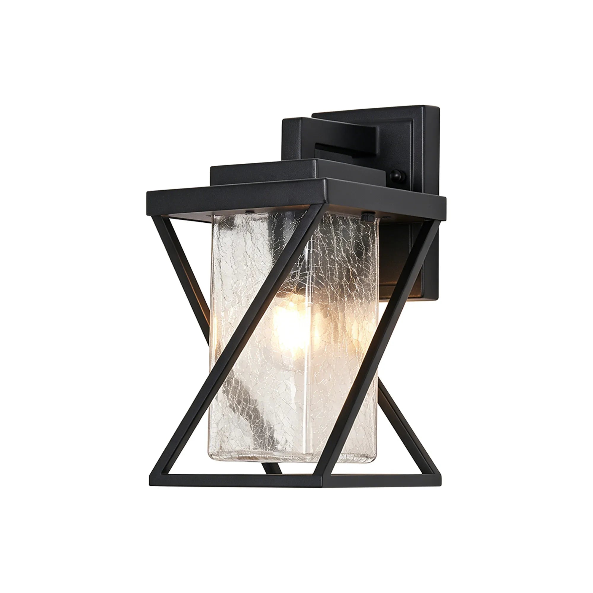 Neo Down Twisted Square Frame IP54 Wall Lamp- Crackle Glass Finish