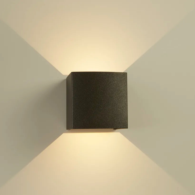 Mayfair IP65 Square Outdoor Up/Down Wall Light - Graphite