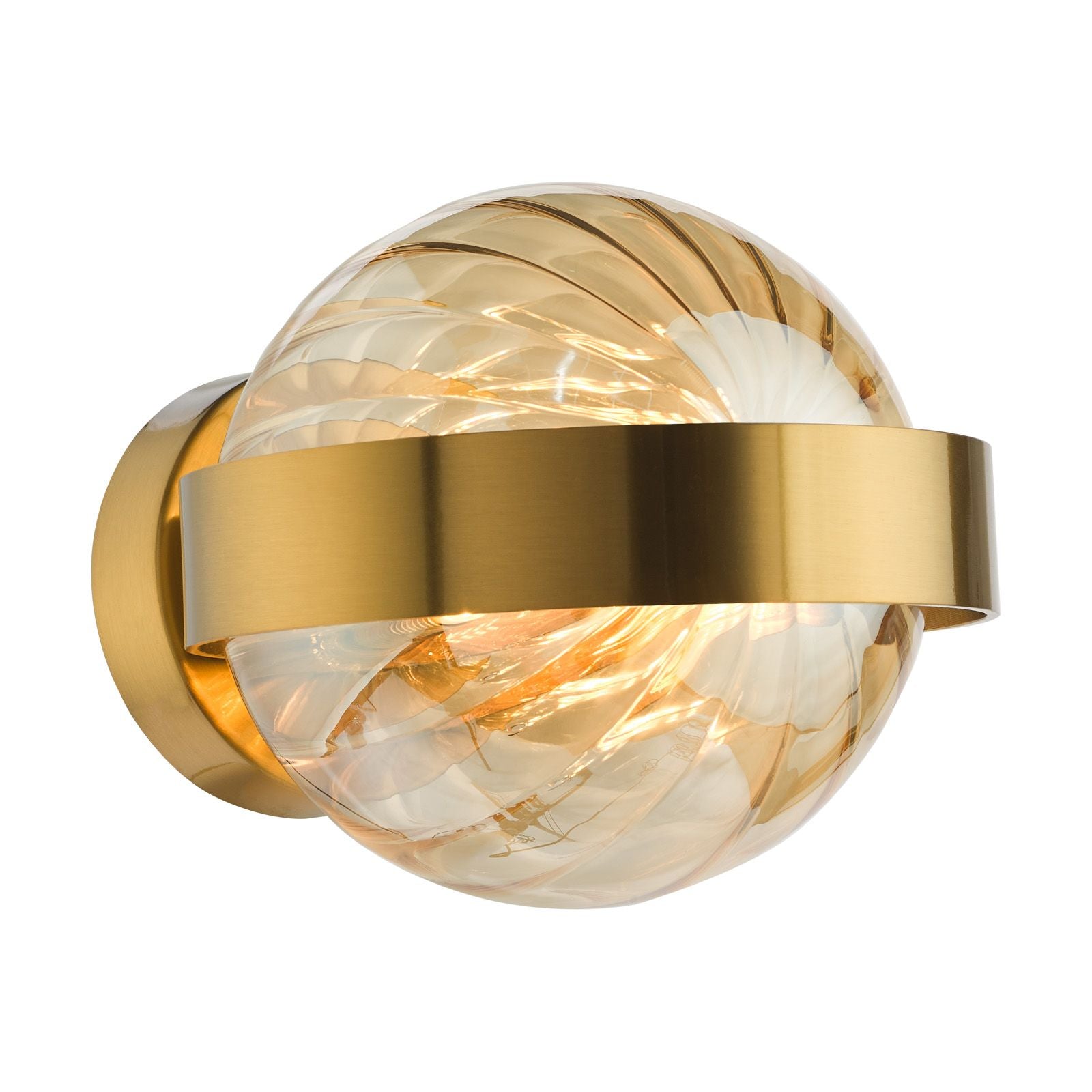 Ophira Wall Light- Antique Gold and Amber Ribbed Glass