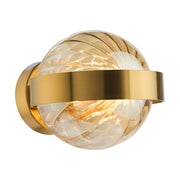 Ophira Wall Light- Antique Gold and Amber Ribbed Glass