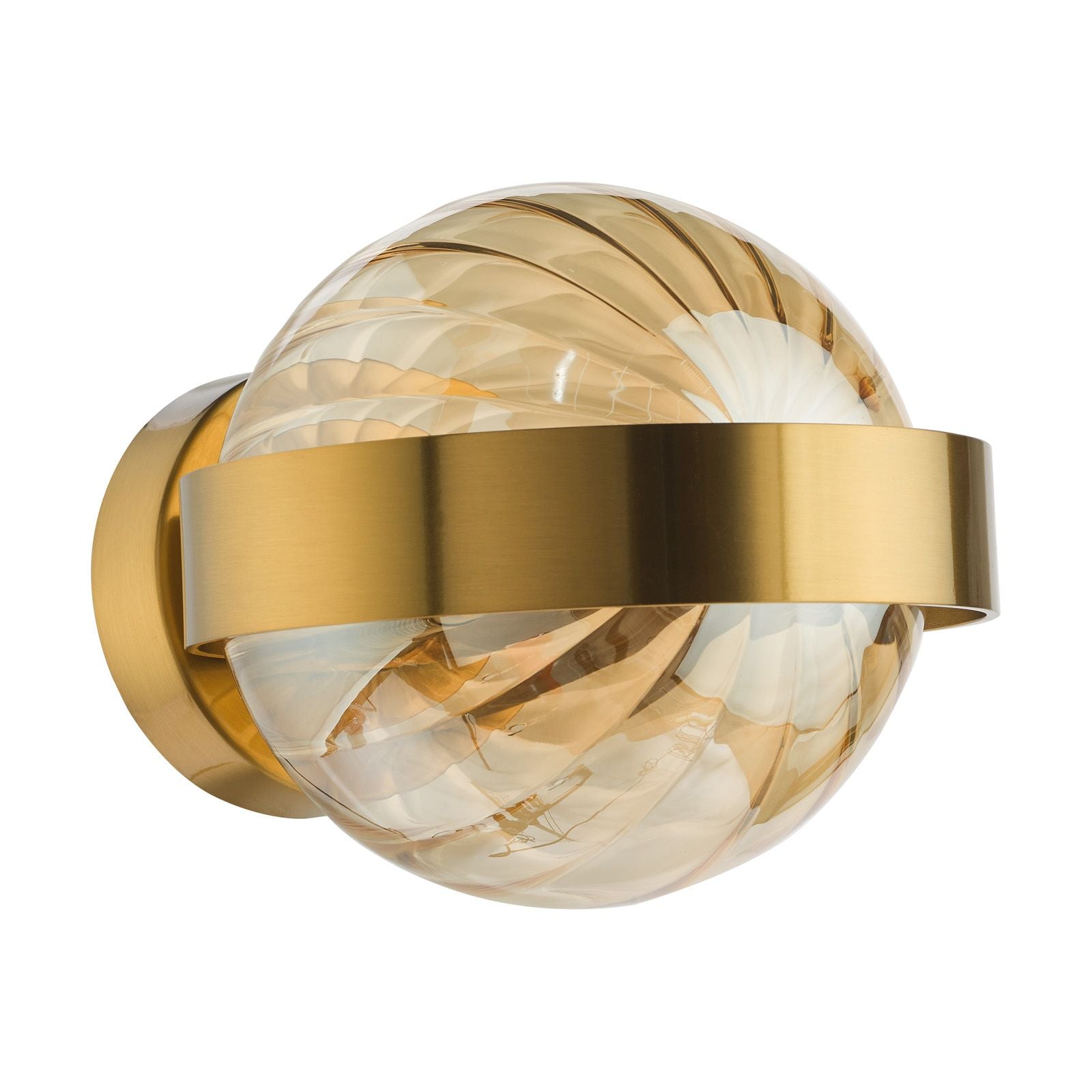 Ophira Wall Light- Antique Gold and Amber Ribbed Glass