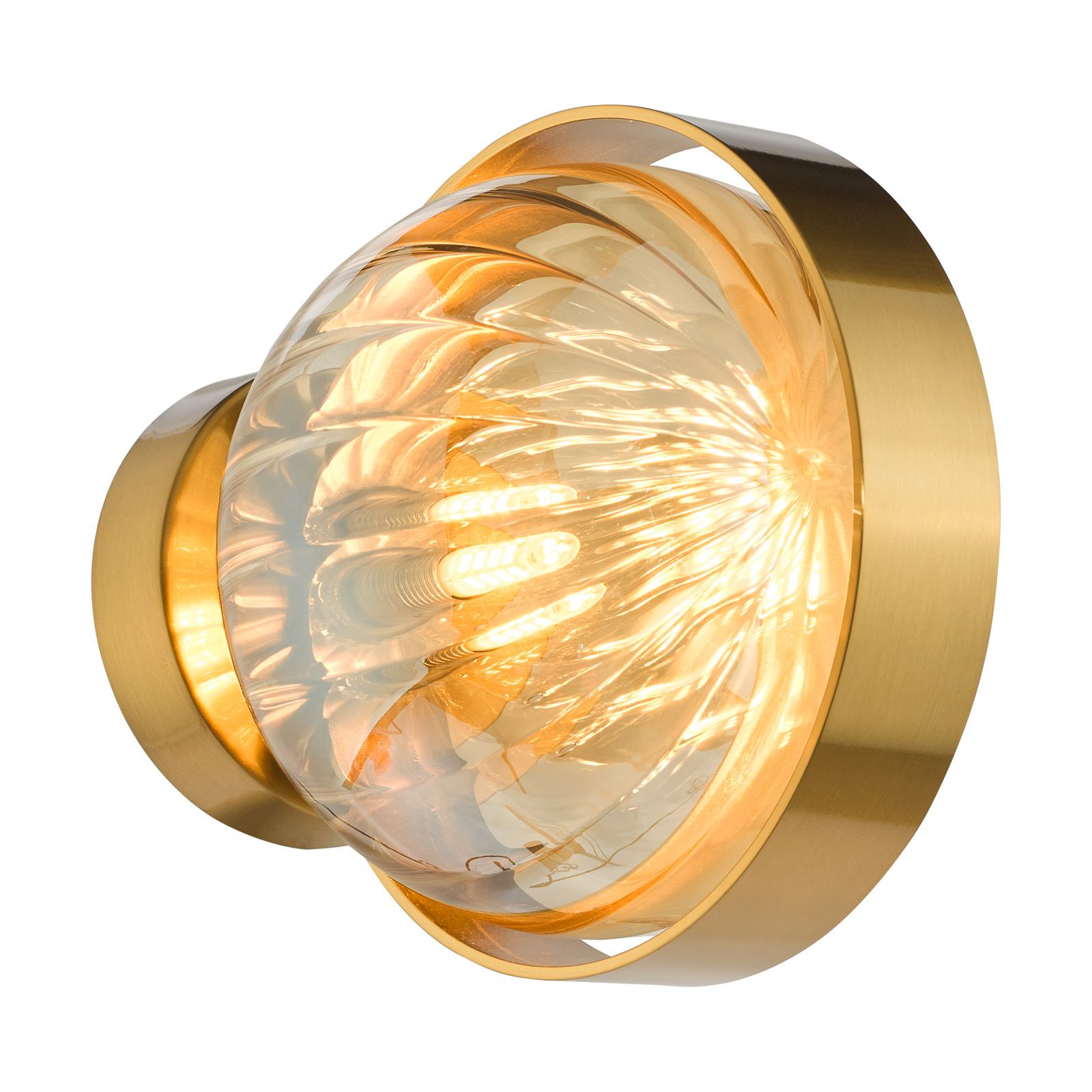 Ophira Wall Light- Antique Gold and Amber Ribbed Glass