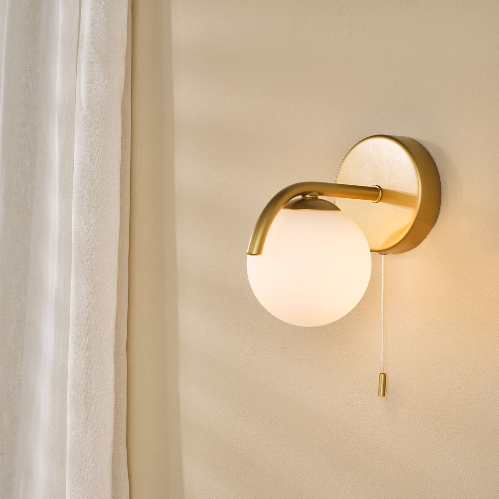 Orlena Wall Light- Matt Black/ Satin Gold and Opal Glass