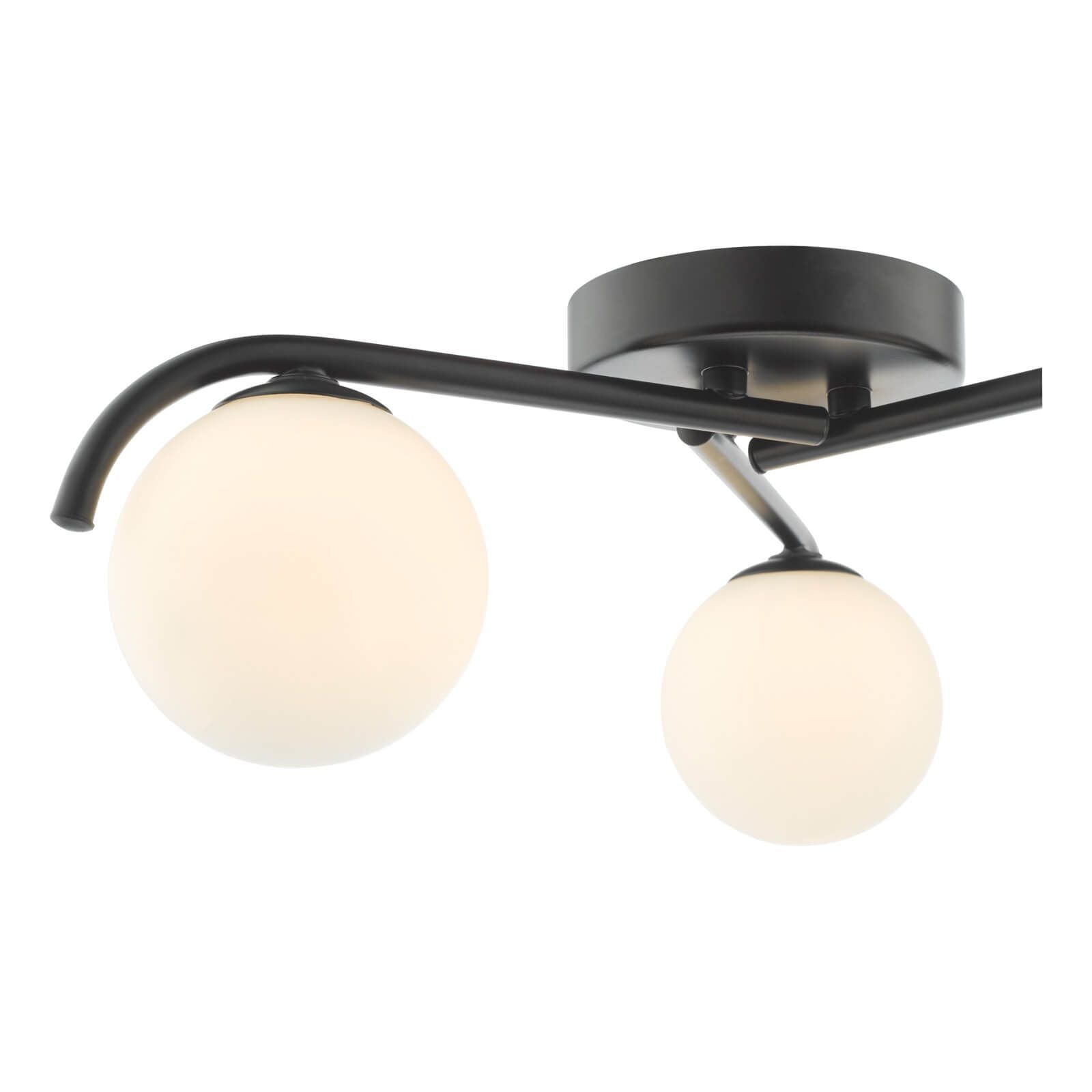 Orlena 3 Light Flush Matt Black and Opal Glass