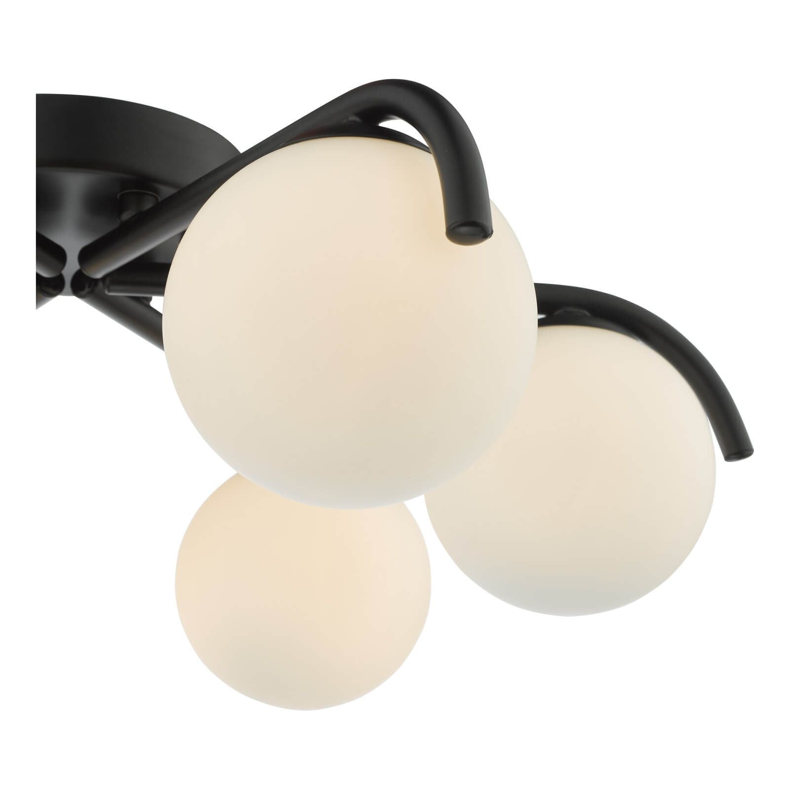 Orlena 6 Light Flush Matt Black and Opal Glass