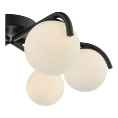 Orlena 6 Light Flush Matt Black and Opal Glass