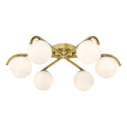 Orlena 6 Light Flush- Matt Black/Satin Gold and Opal Glass