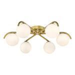 Orlena 6 Light Flush- Matt Black/Satin Gold and Opal Glass