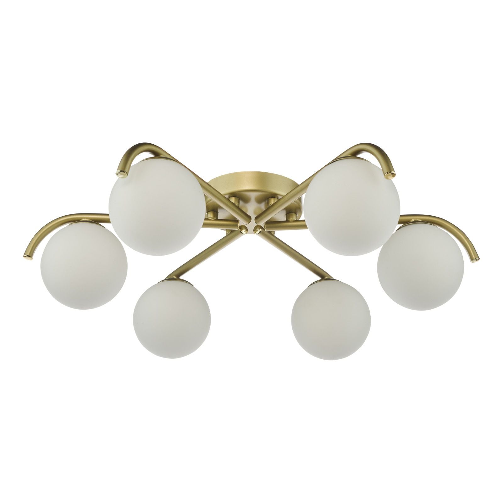 Orlena 6 Light Flush- Matt Black/Satin Gold and Opal Glass