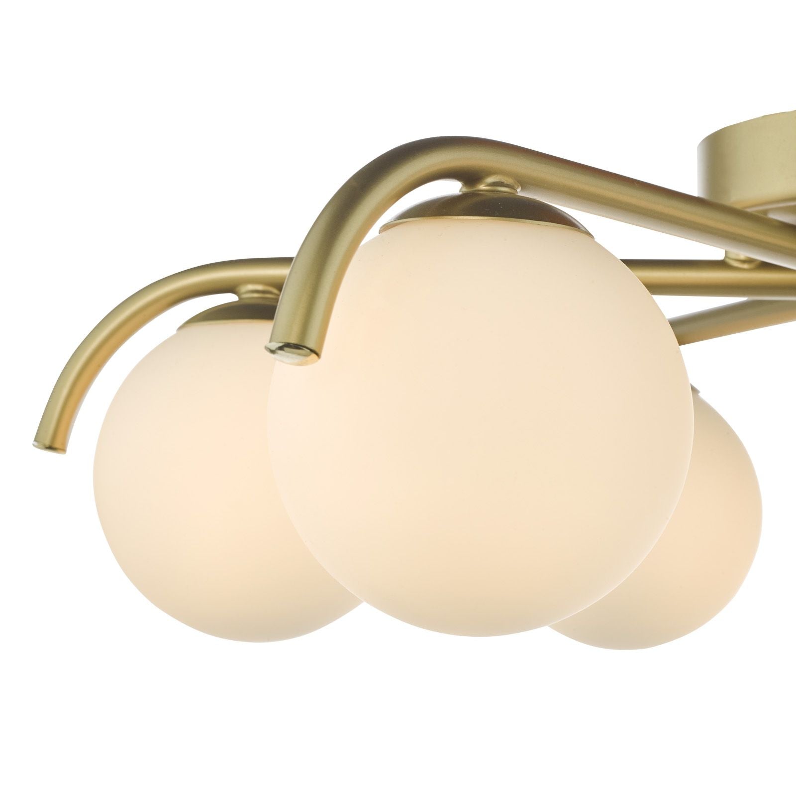 Orlena 6 Light Flush- Matt Black/Satin Gold and Opal Glass