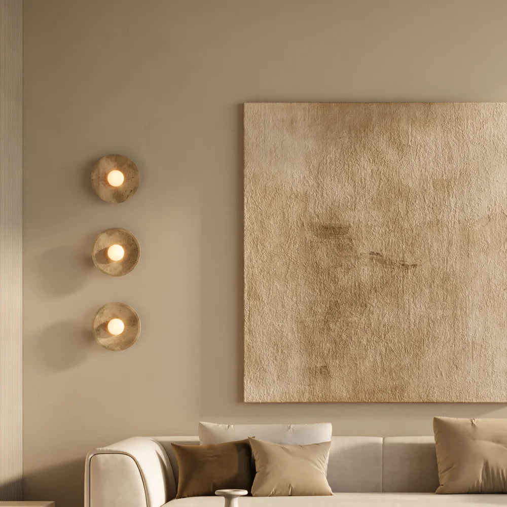 Travertine & Alabaster Diffuser Wall Light - 10 inch - Natural