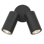 Ortega Outdoor 2Lt Wall Spotlight IP65 - Matt Black/Aluminium/ Aged Brass