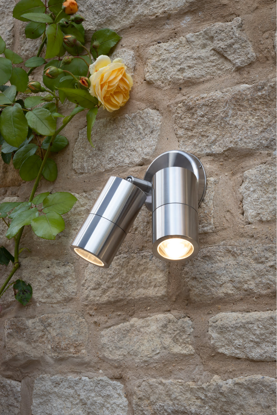 Ortega Outdoor 2Lt Wall Spotlight IP65 - Matt Black/Aluminium