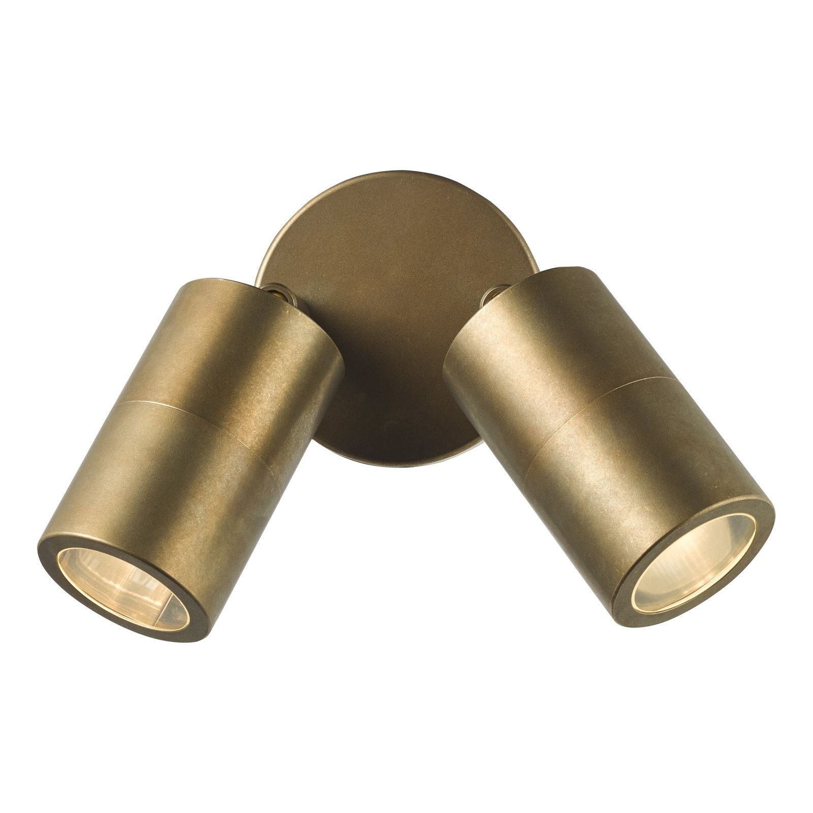 Ortega Outdoor 2Lt Wall Spotlight IP65 - Matt Black/Aluminium/ Aged Brass