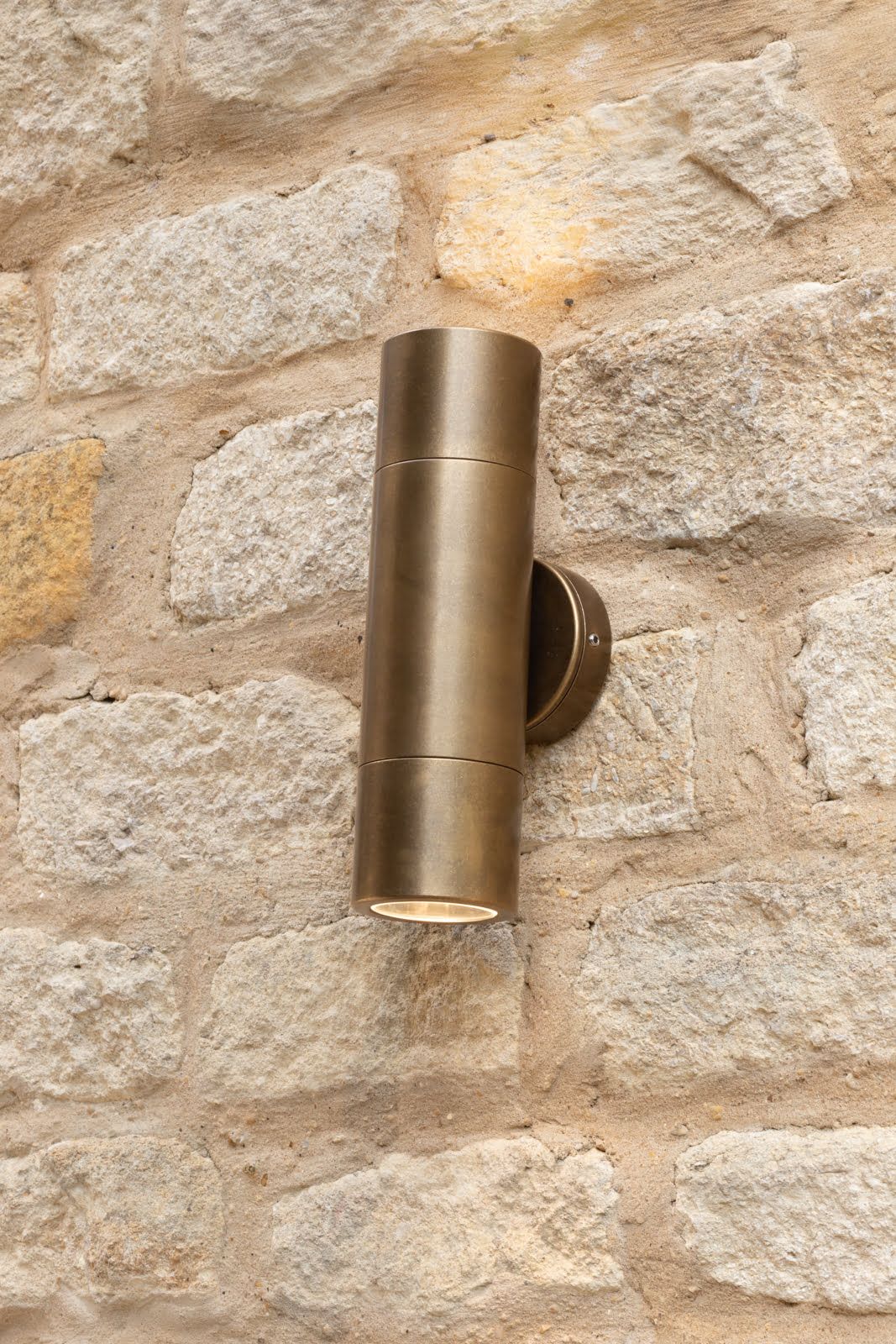 Ortega 2 Light Outdoor Wall Light Natural Brass IP65