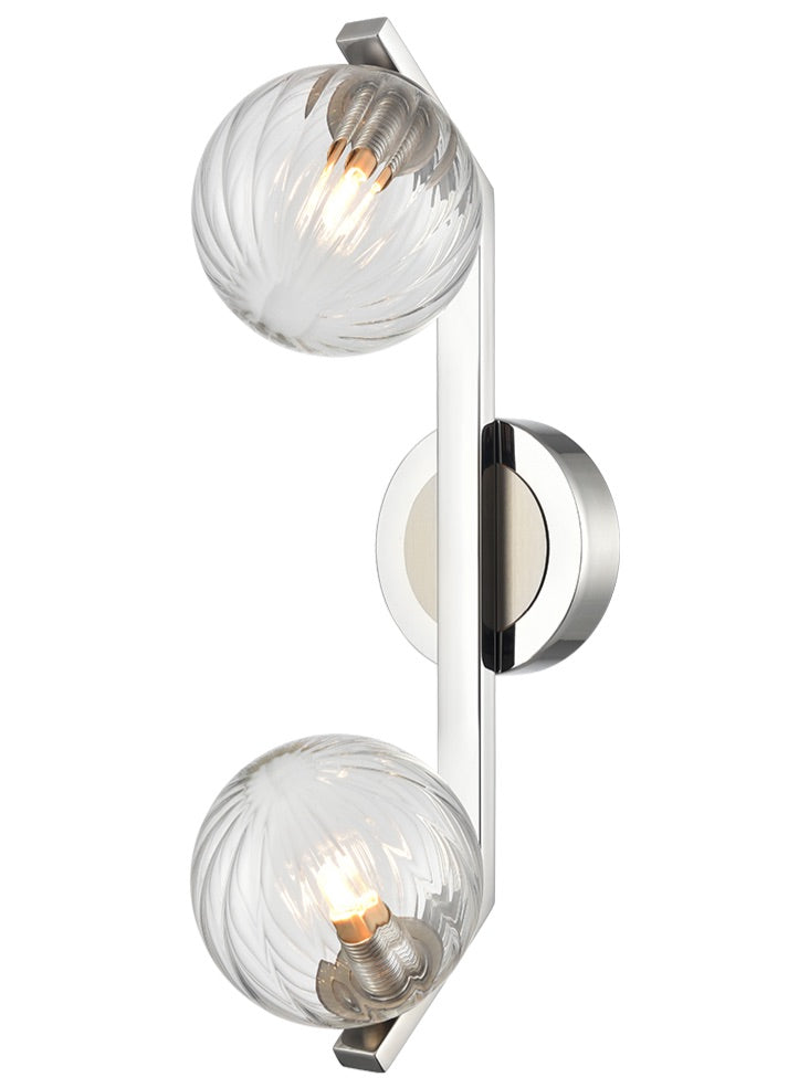 Oculus 1/2Lt Bathroom Wall Light IP44 - Nickel/Brass