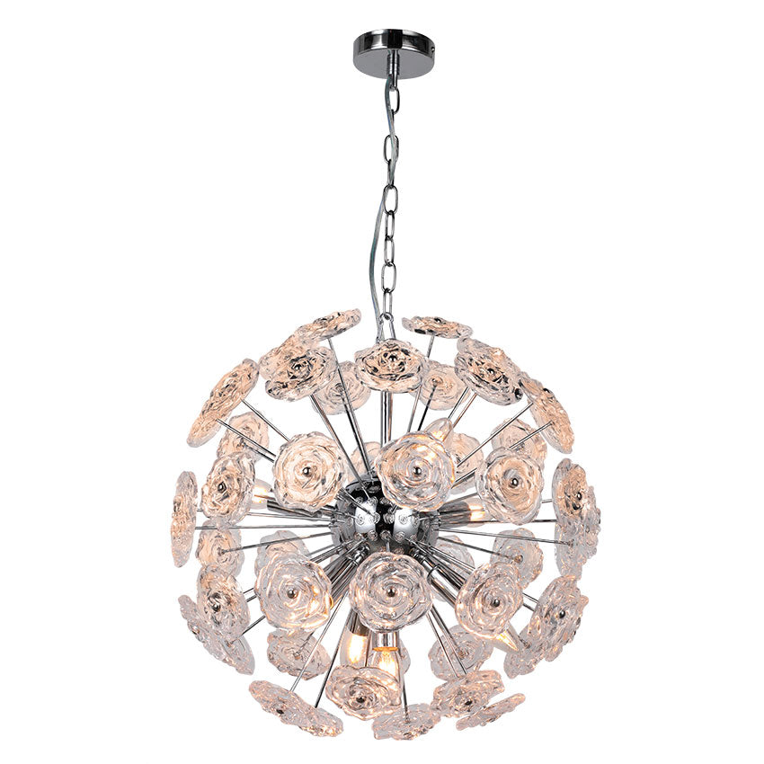 Sperical Chandelier With Faceted Crystal Glass E14 Polished Chrome/Satin Brass