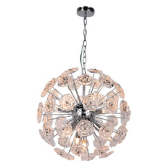 Sperical Chandelier With Faceted Crystal Glass E14 Polished Chrome/Satin Brass