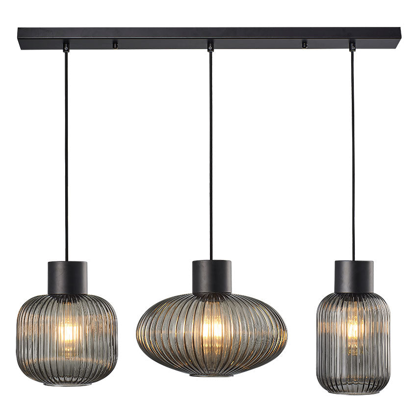 Skytech Kitchen Light - Black & Ribbed Opal Glass Finish