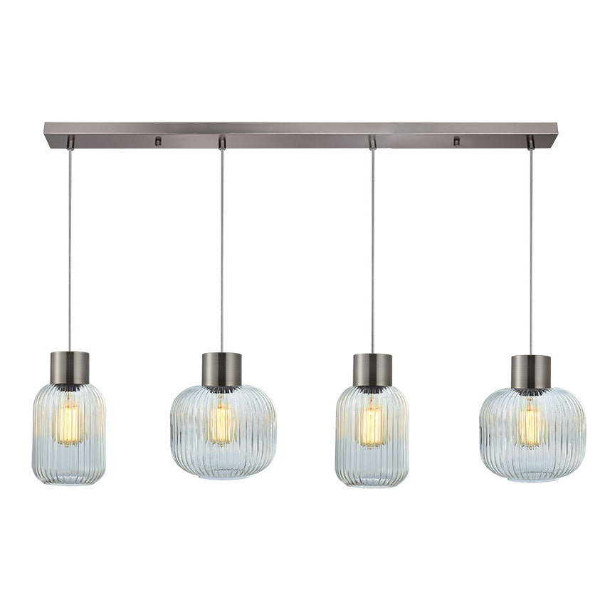 Skytech Kitchen Light - Black & Ribbed Opal Glass Finish