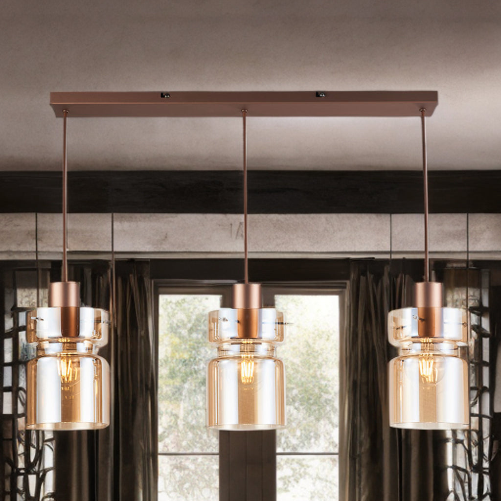 Camden Kitchen Linear Table Light- Copper/ Silver/ Amber