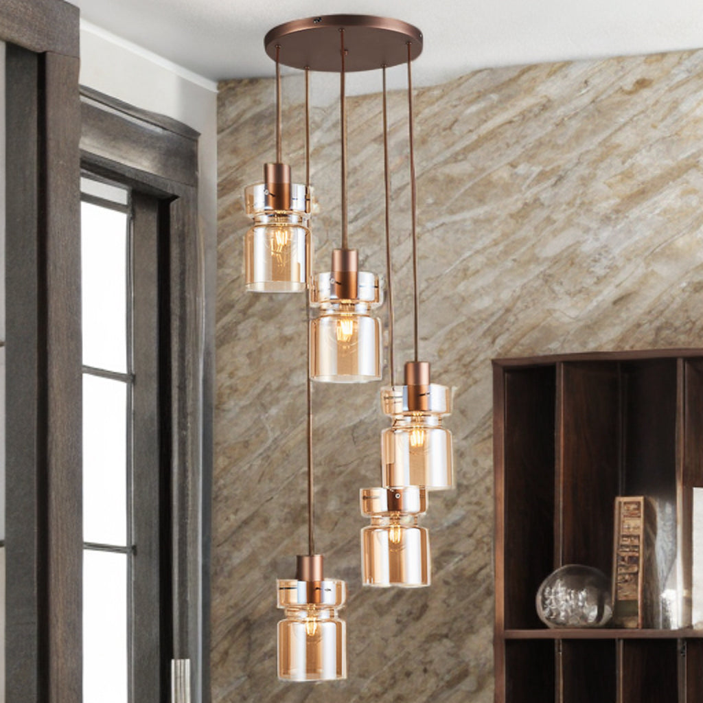 Camden 4 Lt Ceiling Light- Silver/ Grey/ Copper Finishes
