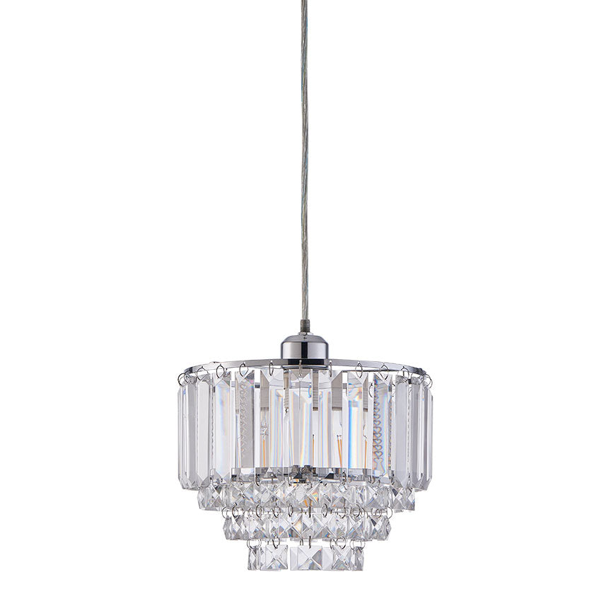 Arles Easy Fit Crystal Pendant E27 Antique Brass/Polished Chrome