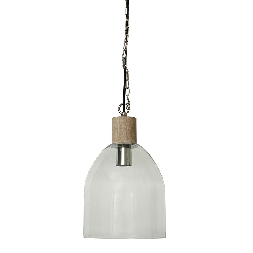 Saxen Wood & Glass Double Height Pendant