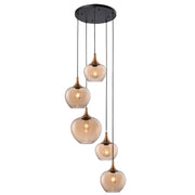 Berkley 5Lt Cluster Pendant E27 Amber/Black