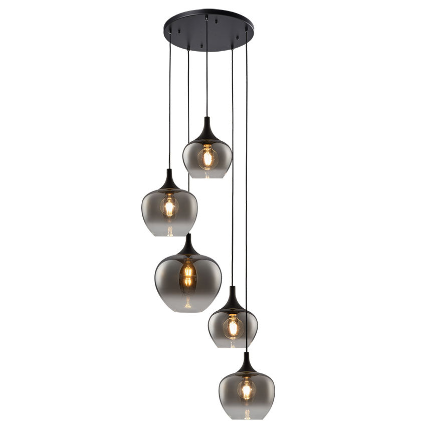 Berkley 5Lt Cluster Pendant E27 Amber/Black