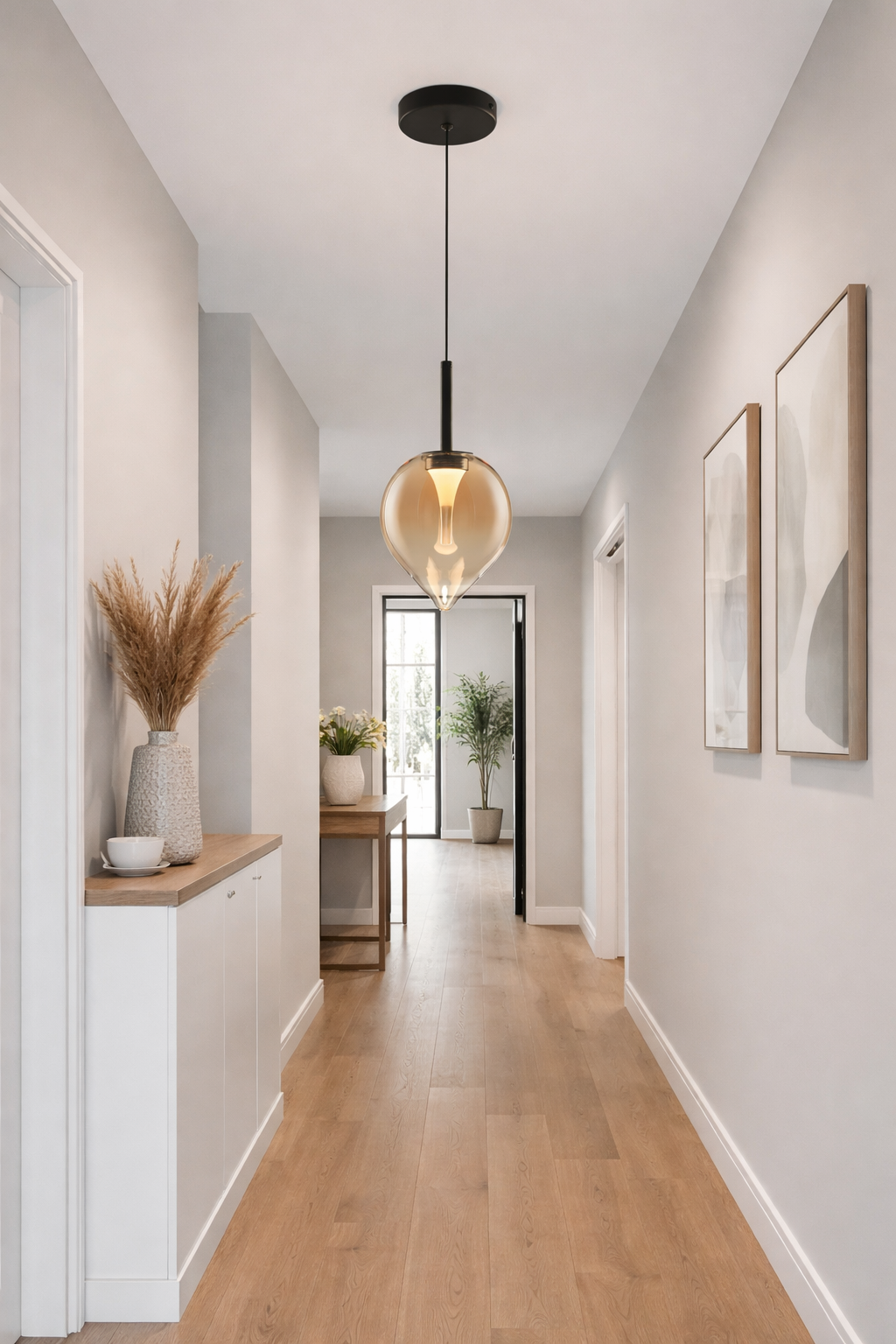 Vetro LED Pendant- Smoke / Amber Finishes