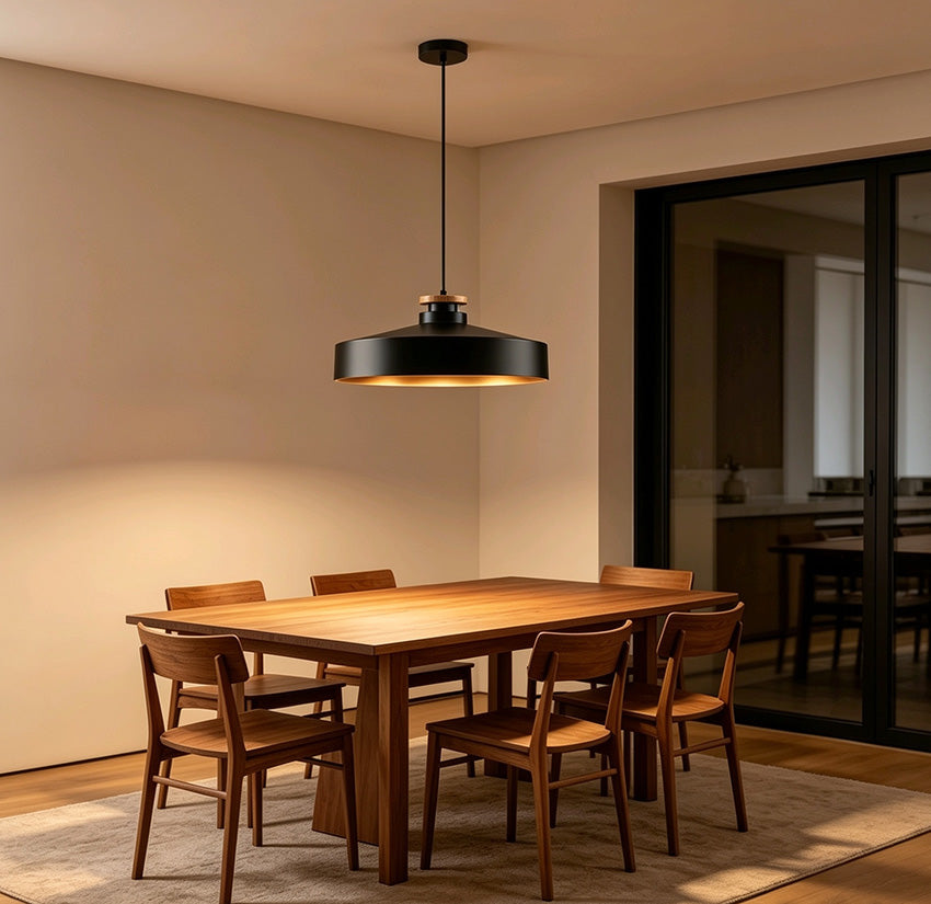 Modern Industrial Pendant- Black & Gold