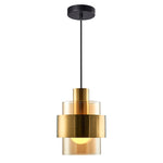 Mela Pendant Range E27 Matt Brass & Amber/Matt Brass & Smoke