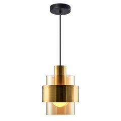 Mela Pendant Range E27 Matt Brass & Amber/Matt Brass & Smoke