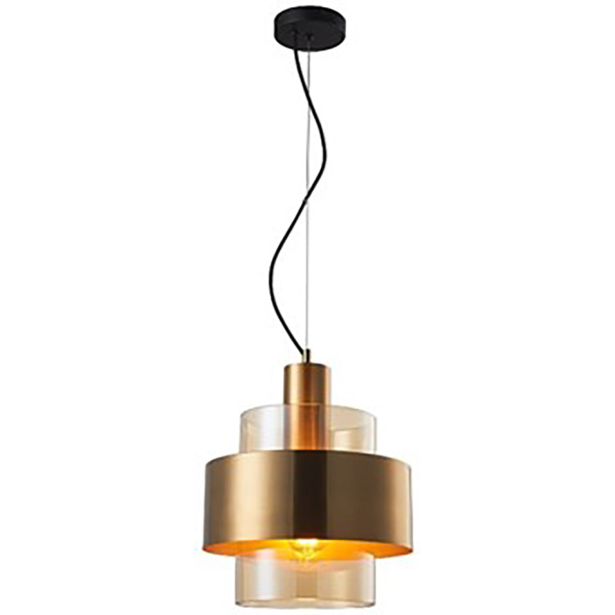 Mela Pendant Range E27 Matt Brass & Amber/Matt Brass & Smoke