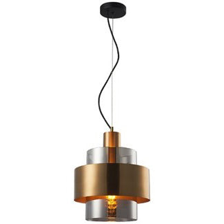 Mela Pendant Range E27 Matt Brass & Amber/Matt Brass & Smoke