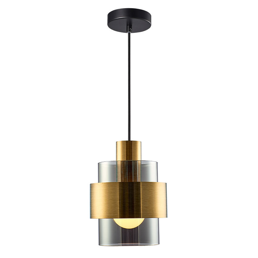 Mela Pendant Range E27 Matt Brass & Amber/Matt Brass & Smoke