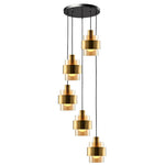Mela Cluster Light E27 Matt Brass & Amber/Matt Brass & Smoke