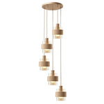 Mela Cluster Light E27-  Beige Matt Brass & Amber/Matt Brass & Smoke
