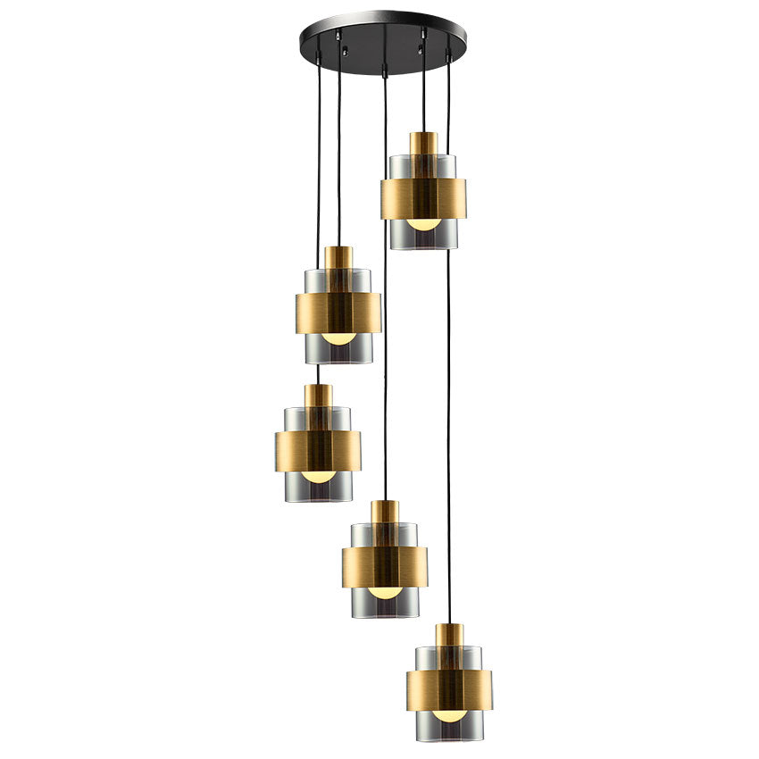 Mela Cluster Light E27 Matt Brass & Amber/Matt Brass & Smoke