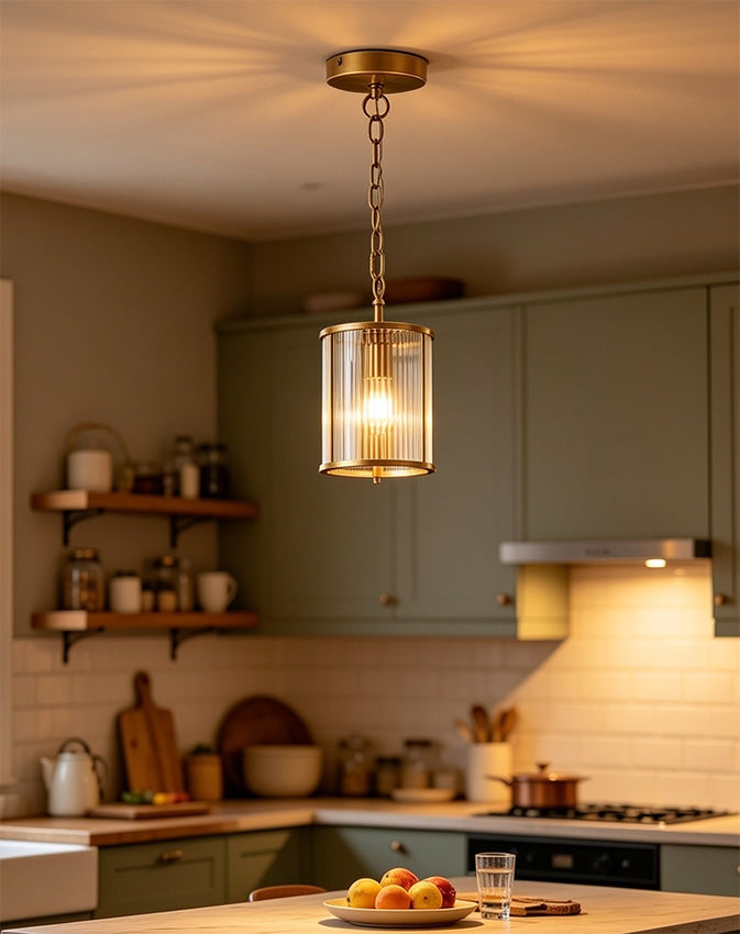 Carter Ribbon Glass Pendant - Antique Brass/ Matt Black/ Painted Gold