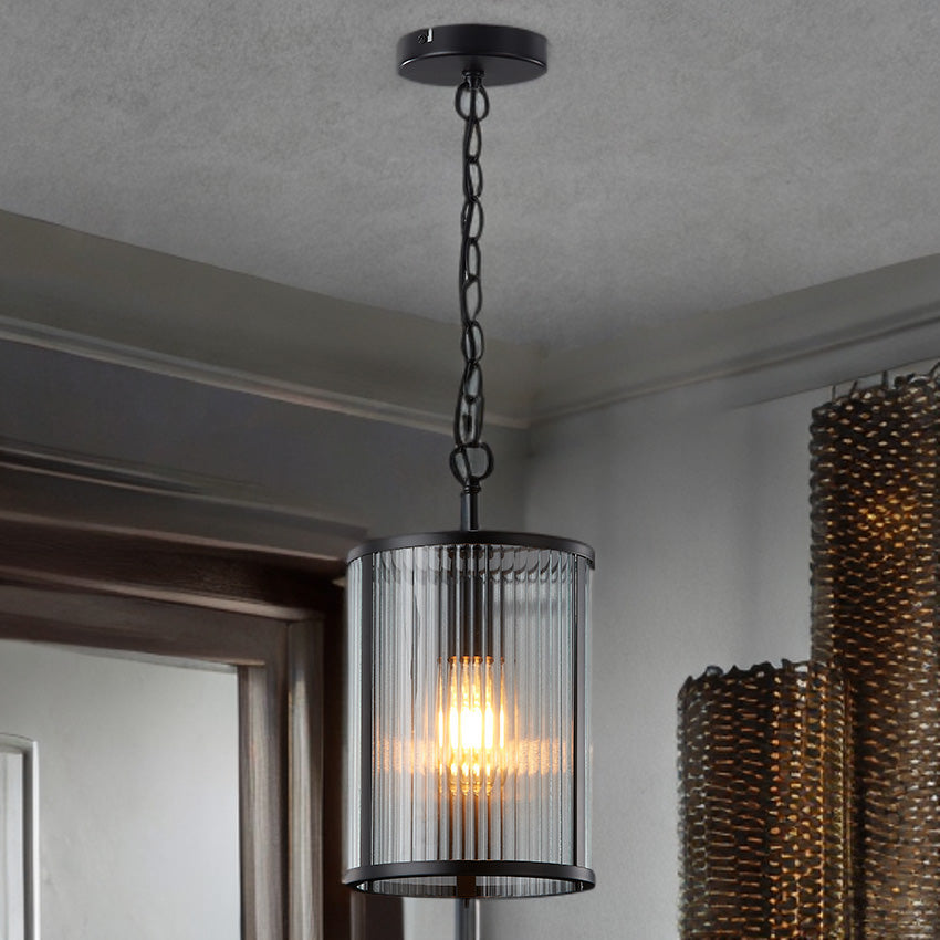 CARTER RIBBON GLASS PENDANT - Matt Black/ Painted Gold