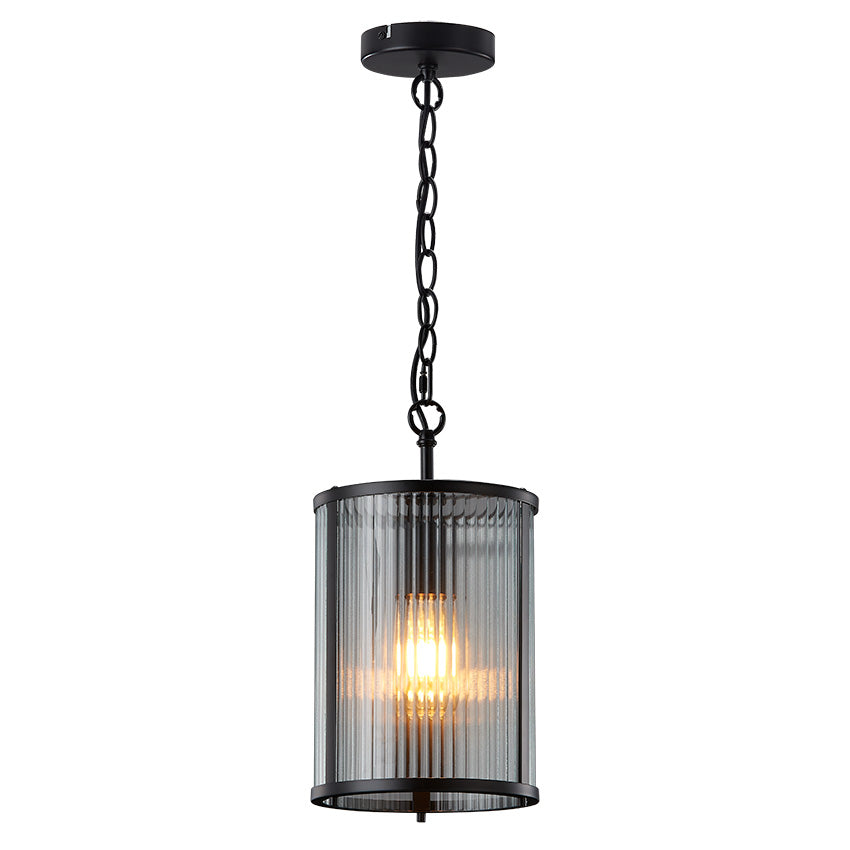 CARTER RIBBON GLASS PENDANT - Matt Black/ Painted Gold
