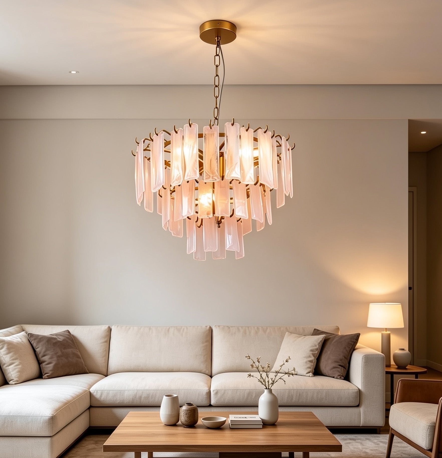 Celeste 6Lt Tiered Glass Pendant