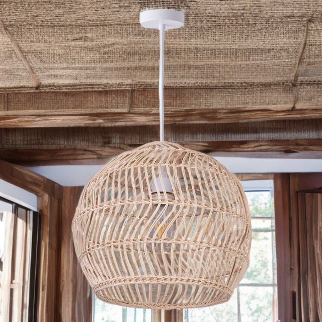 Harvest Rattan Round Pendant Lights- Black/ Natural Rattan Finishes