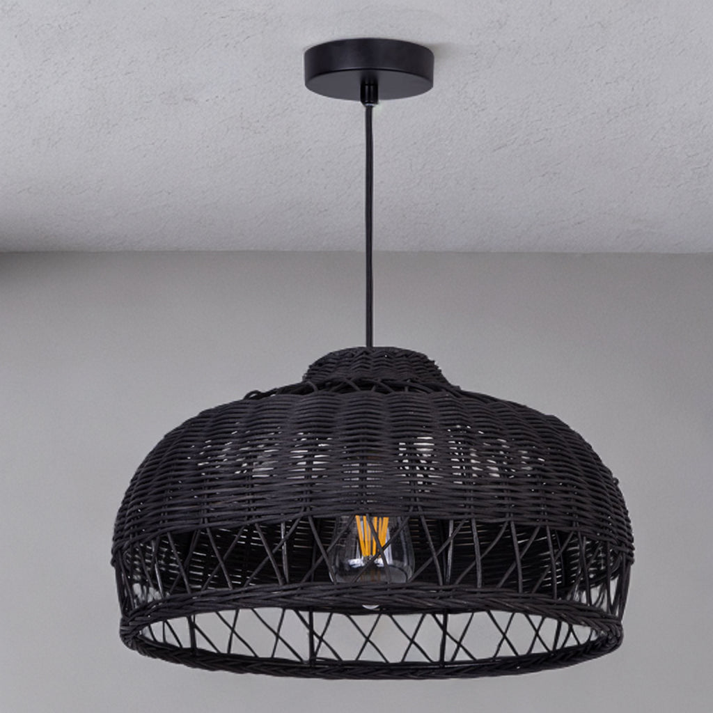 Harvest Rattan Pendant- Black/ Beige Rattan Finishes