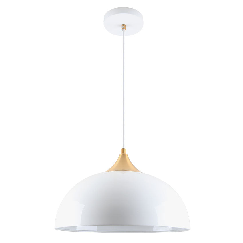 High Gloss White Dome Style Metal Pendant- Promotional Offer