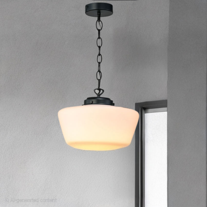 School House Globe Bathroom Pendant IP44- Matt Black/ Antique Brass